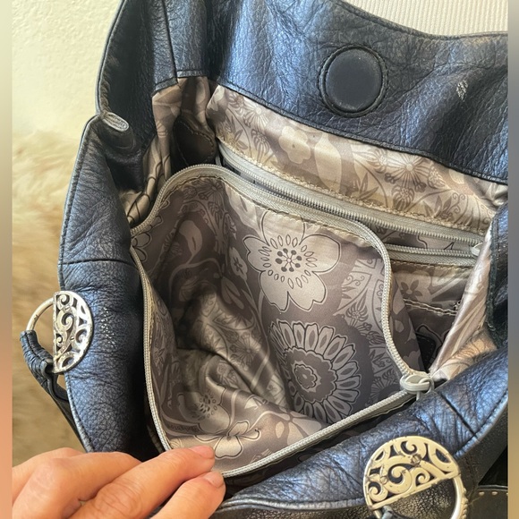 Brighton Pretty Tough Andie Blue/Silver Metallic Leather with Studs Handbag - Picture 11 of 12